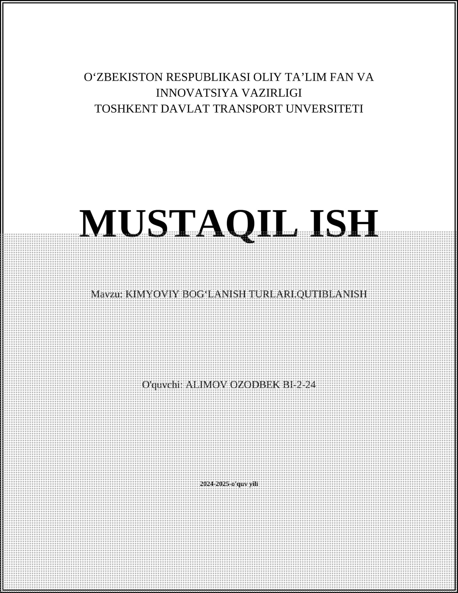 KIMYOVIY BOGʻLANISH TURLARI.QUTIBLANISH