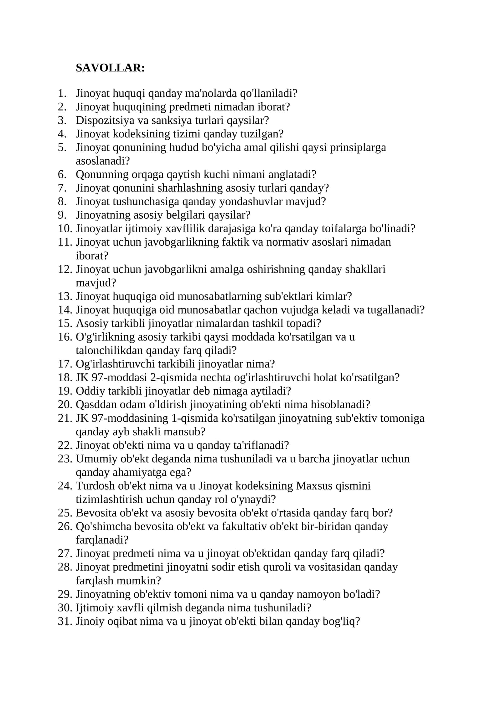 Jinoyat huquqi mavzulari
