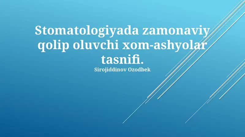 Zamonaviy tish protez materiallarining tasnifi