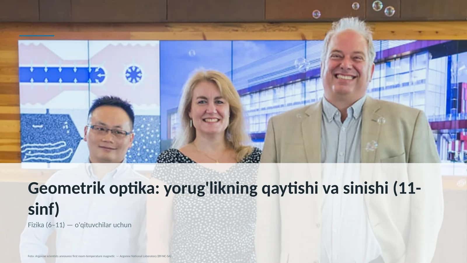 Geometrik optika: yorug'likning qaytishi va sinishi (11-sinf)