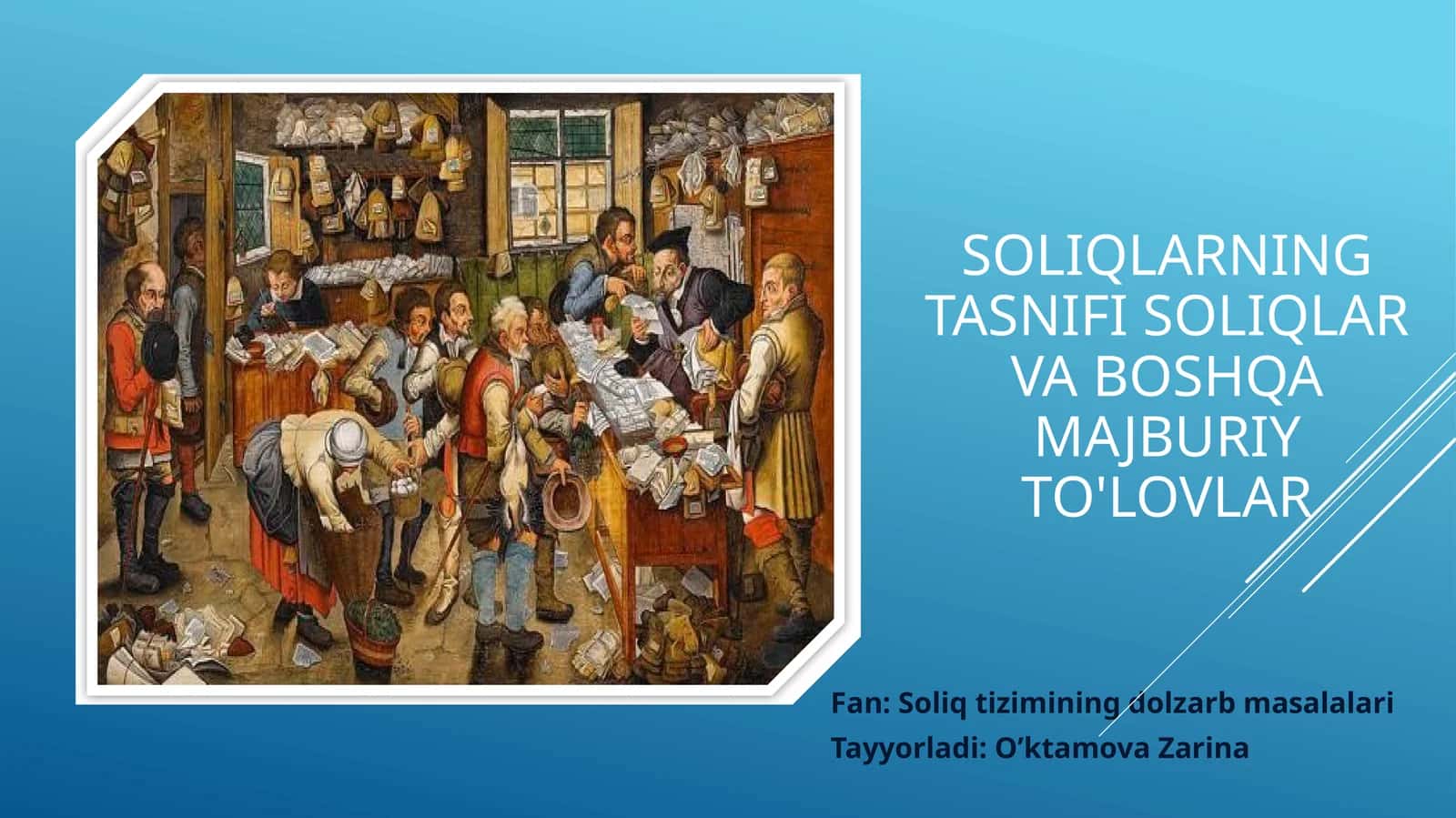 Soliqlarning tasnifi soliqlar va boshqa majburiy to'lovlar.
