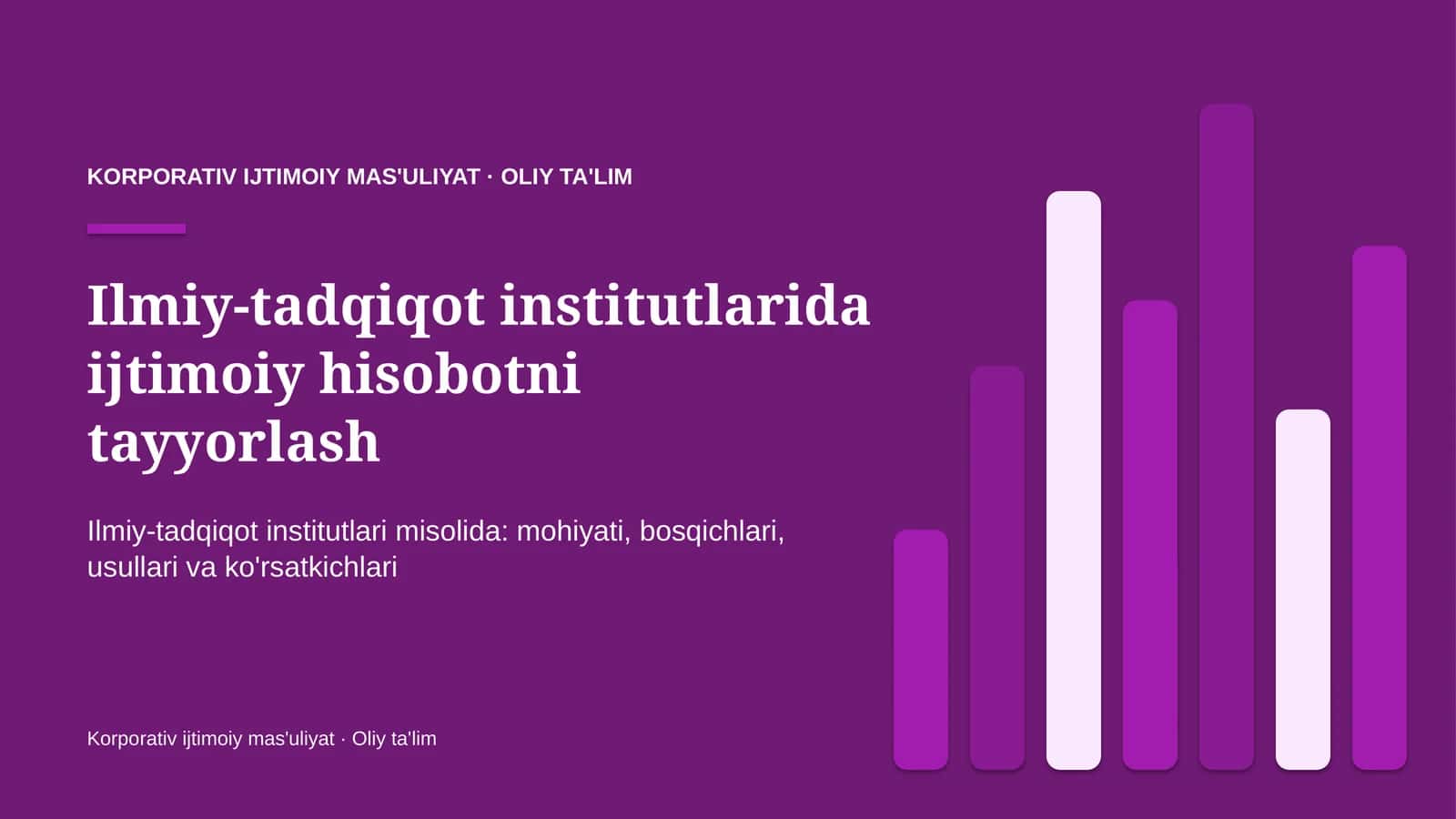 Ilmiy-tadqiqot institutlarida ijtimoiy hisobotni tayyorlash