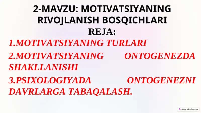 MOTIVATSIYANING RIVOJLANISH BOSQICHLARI