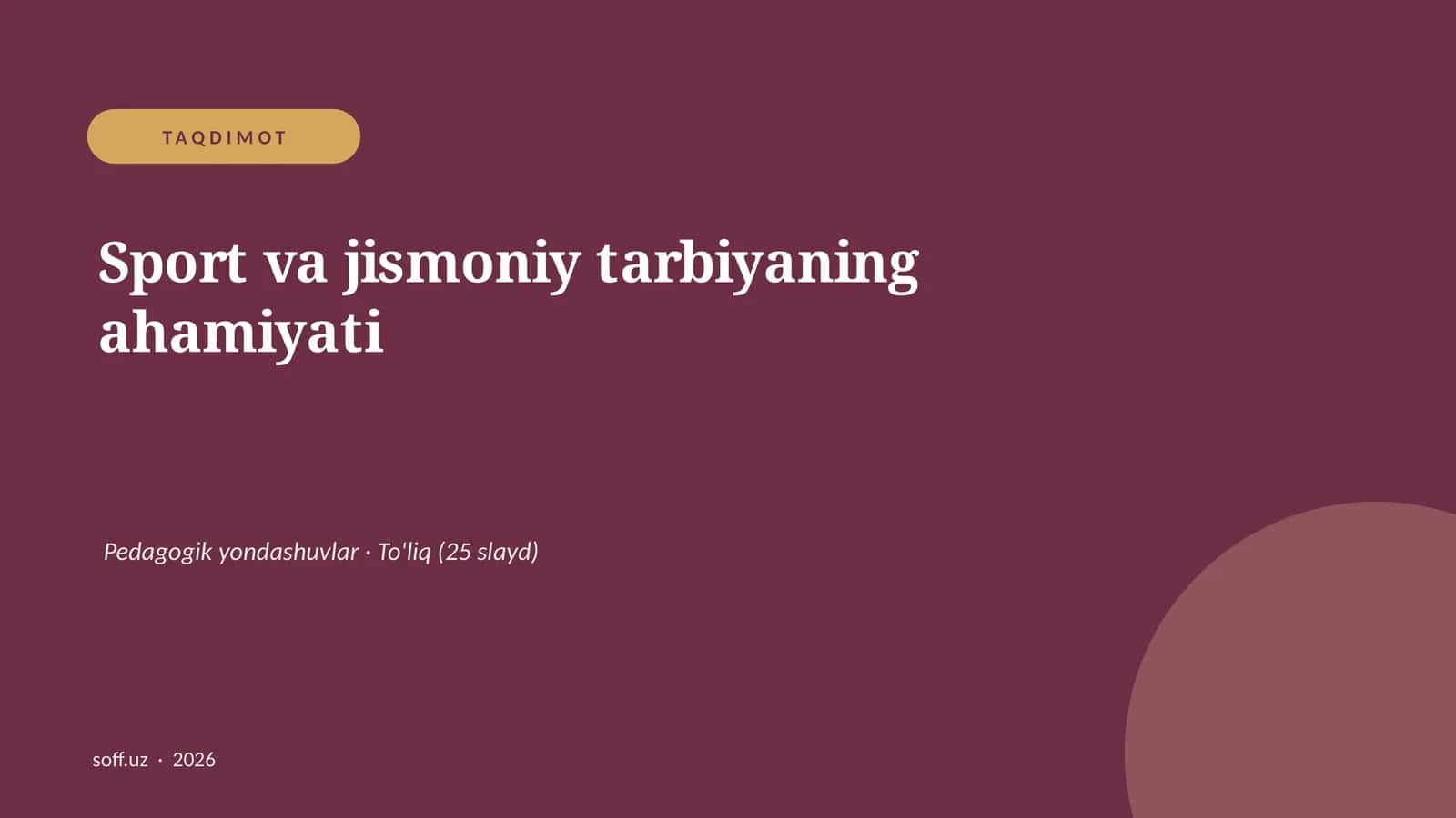 Sport va jismoniy tarbiyaning ahamiyati