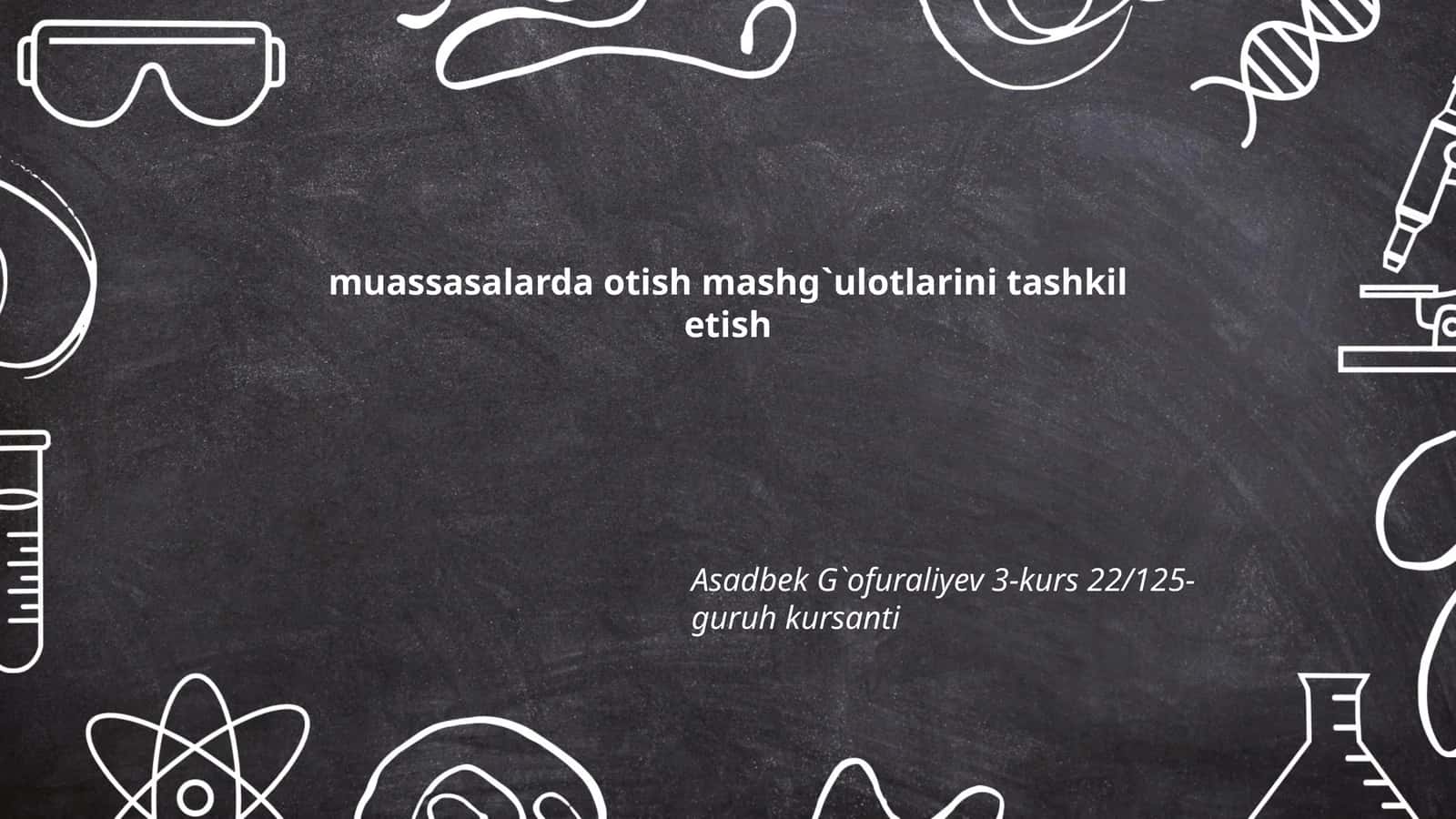 Mashg'ulotlar rejasini tuzish
