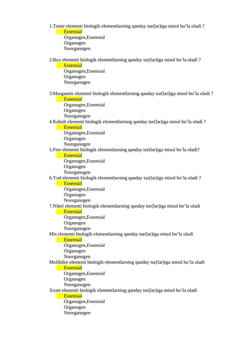 Marganets elementi biologik elementlarning qanday tur(lar)iga misol bo’la oladi?