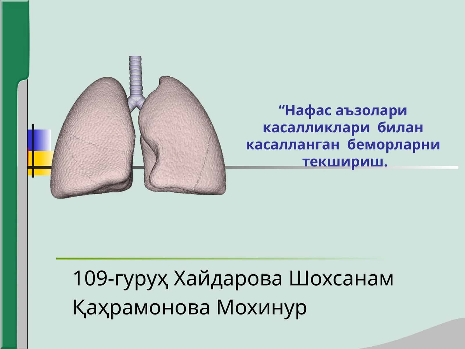 Нафас аъзолари касалликлари билан касалланган беморларни текшириш