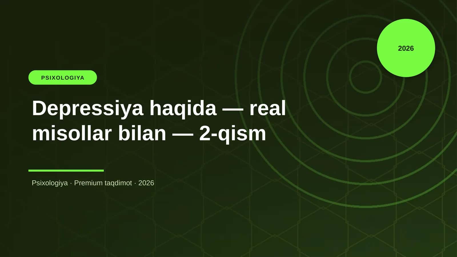 Depressiya haqida — real misollar bilan — 2-qism