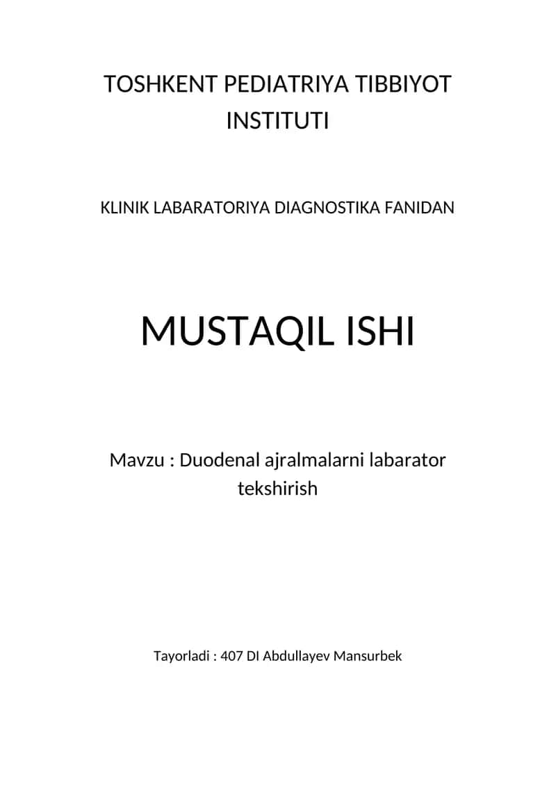 Duodenal ajralmalarni labarator tekshirish