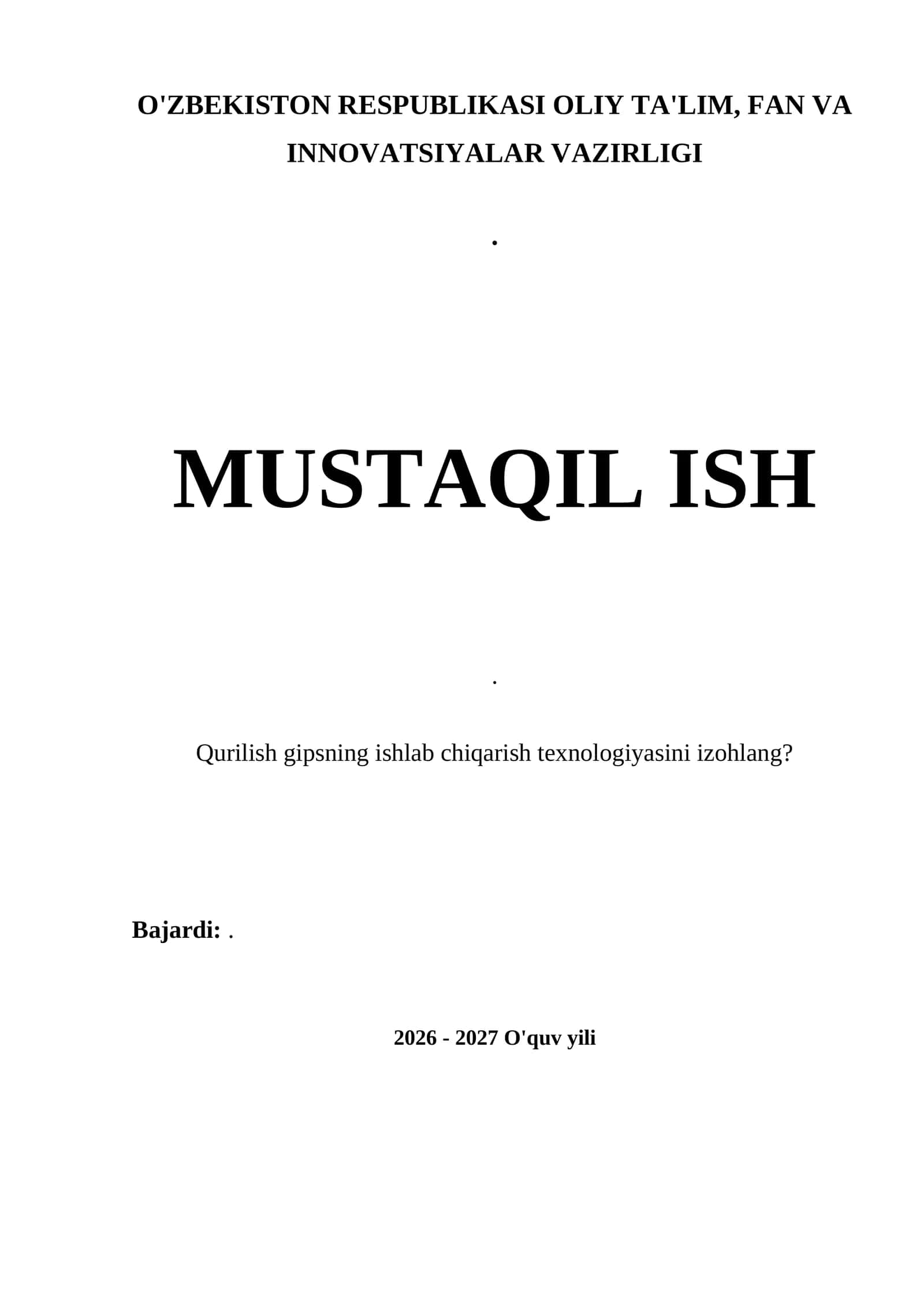 Qurilish gipsining ishlab chiqarish texnologiyasi