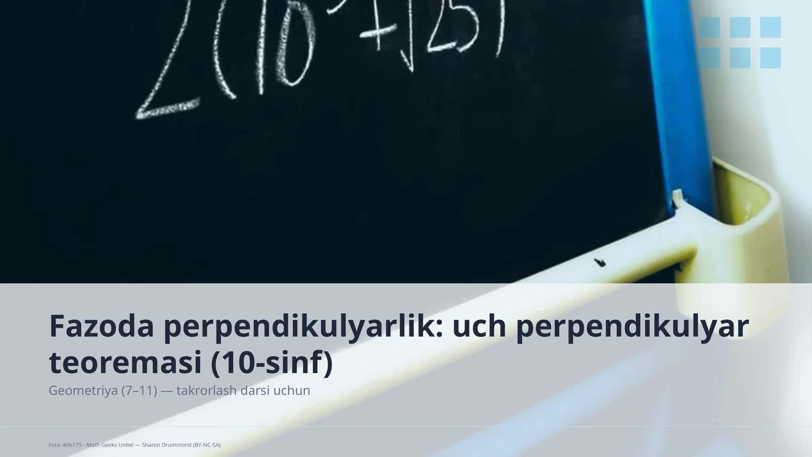 Fazoda perpendikulyarlik: uch perpendikulyar teoremasi (10-sinf)