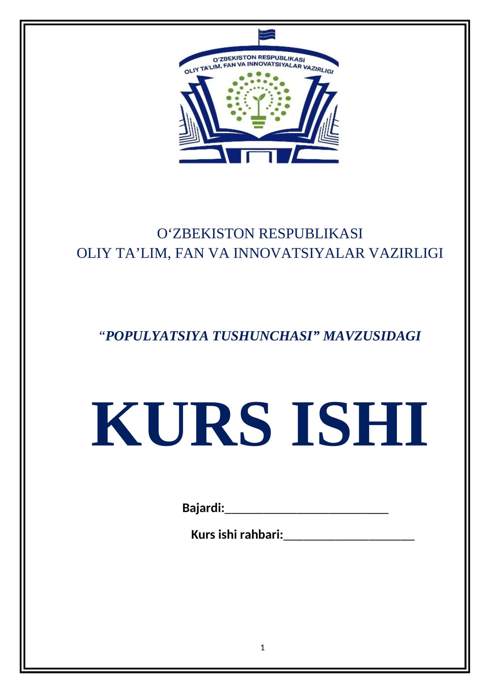 POPULYATSIYA TUSHUNCHASI