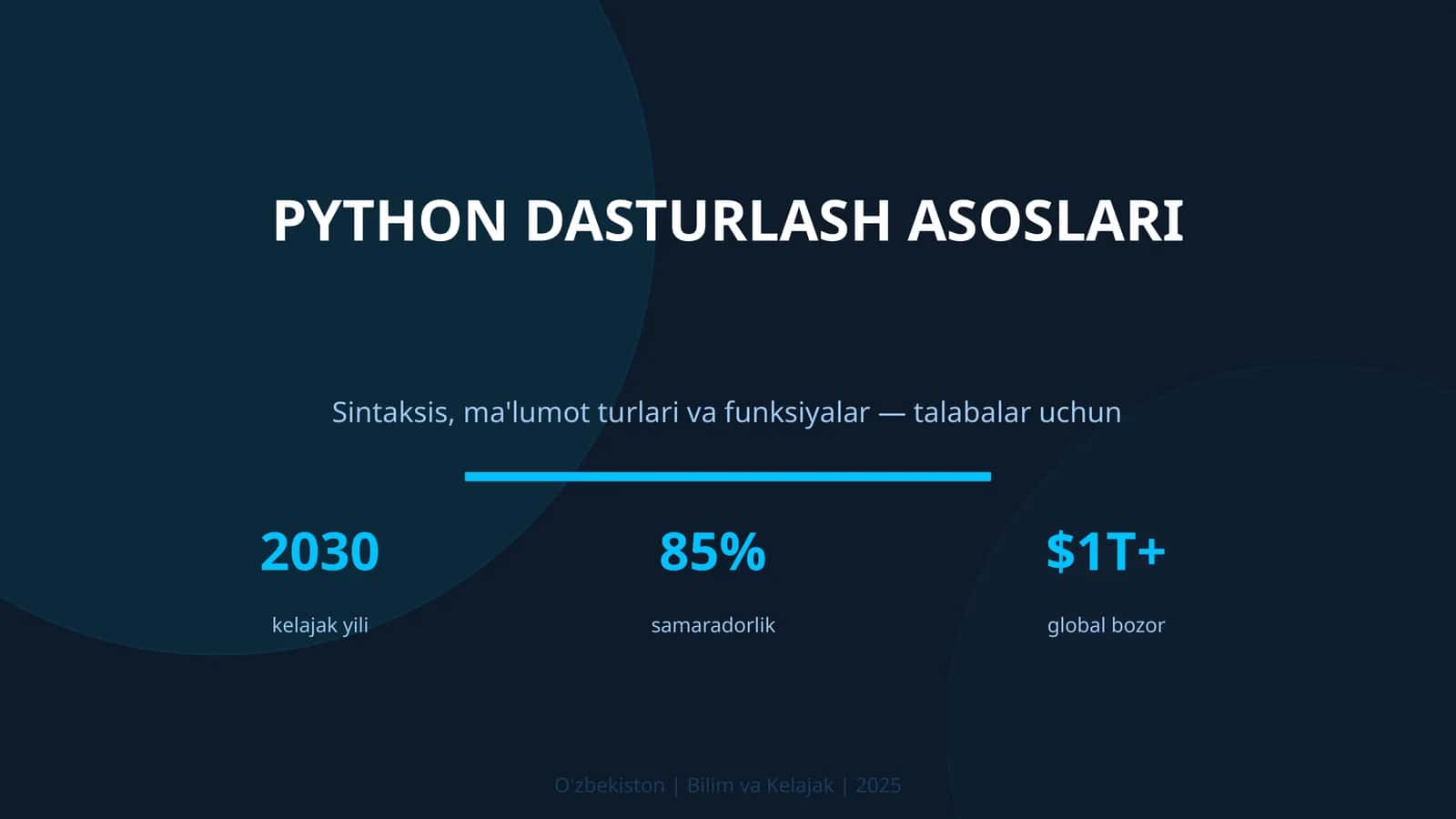 PYTHON DASTURLASH ASOSLARI