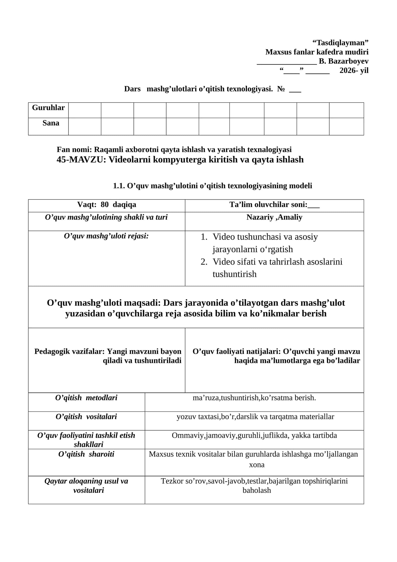 Raqamli axborotni qayta ishlash va yaratish texnologiyasi