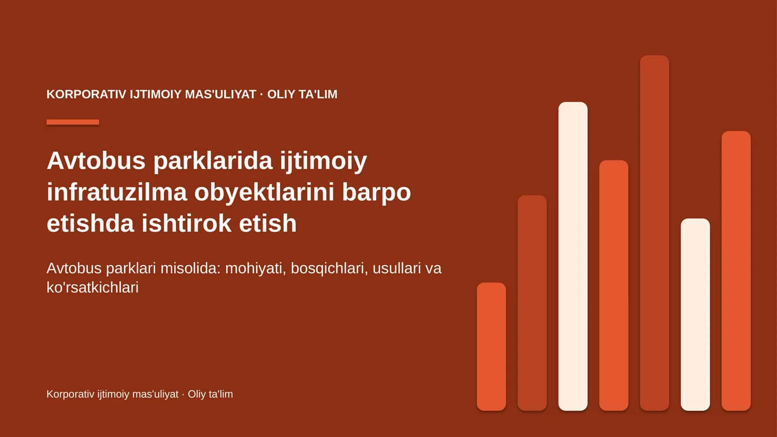 Avtobus parklarida ijtimoiy infratuzilma obyektlarini barpo etishda ishtirok etish