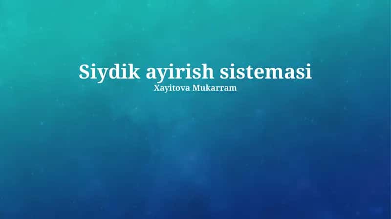 Siydik ayirish sistemasi