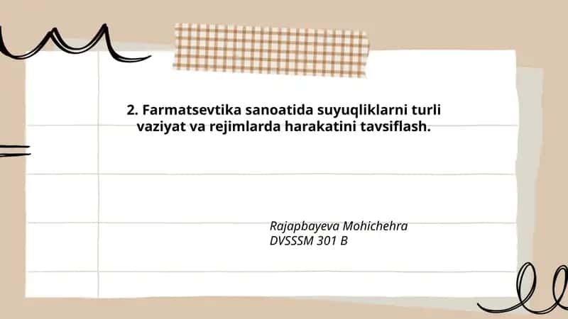 Suyuqliklarning farmatsevtika sanoatidagi harakati
