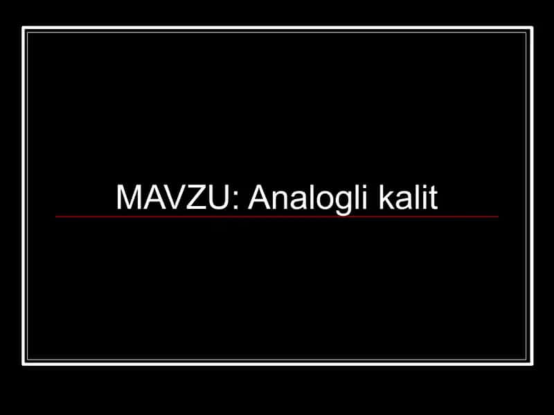 Analogli kalit