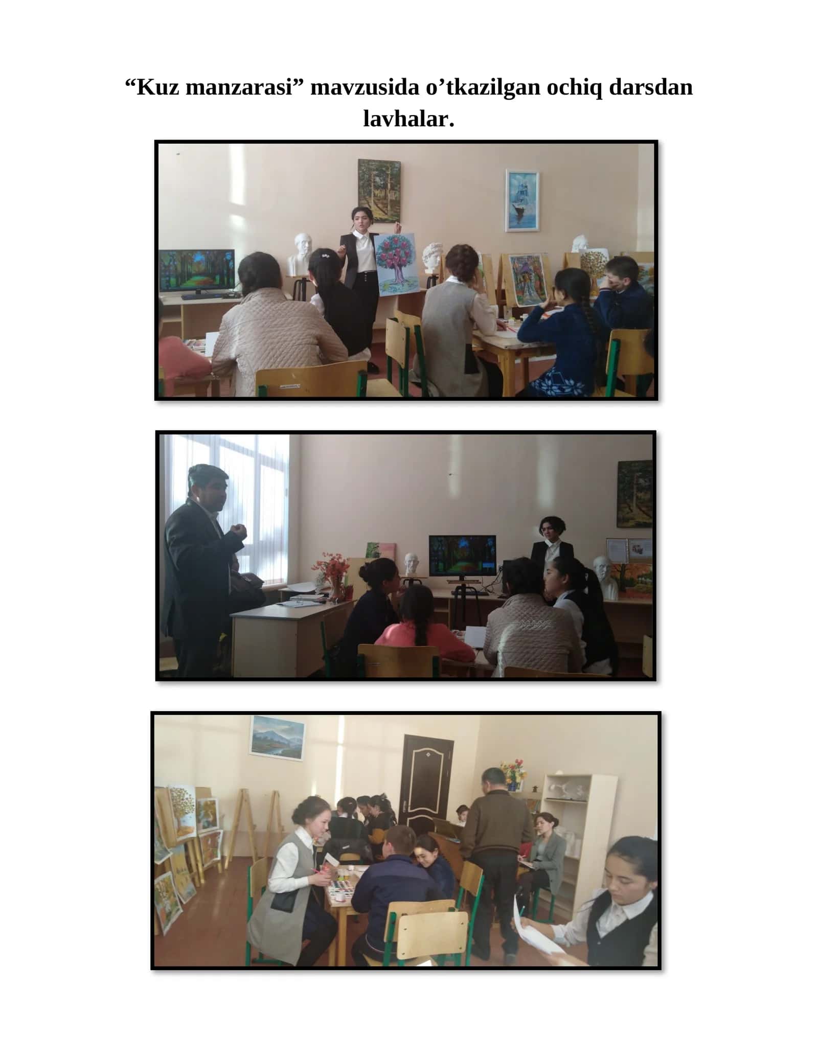 3-sinf Tasviriy san'at Kuz manzarasi mavzusida ochiq dars ishlanma