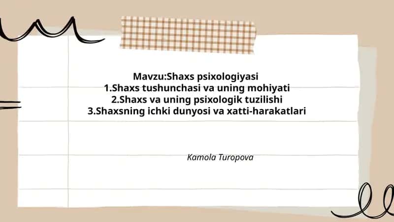 Shaxs psixologiyasi