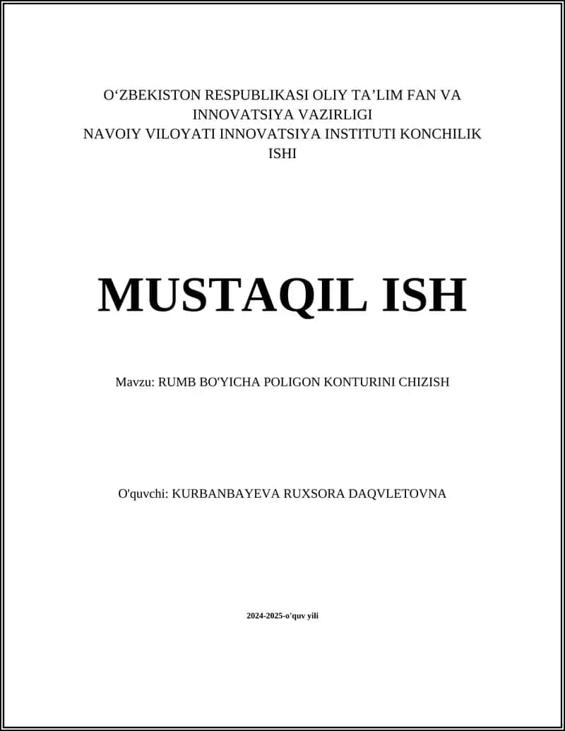 RUMB BO'YICHA POLIGON KONTURINI CHIZISH