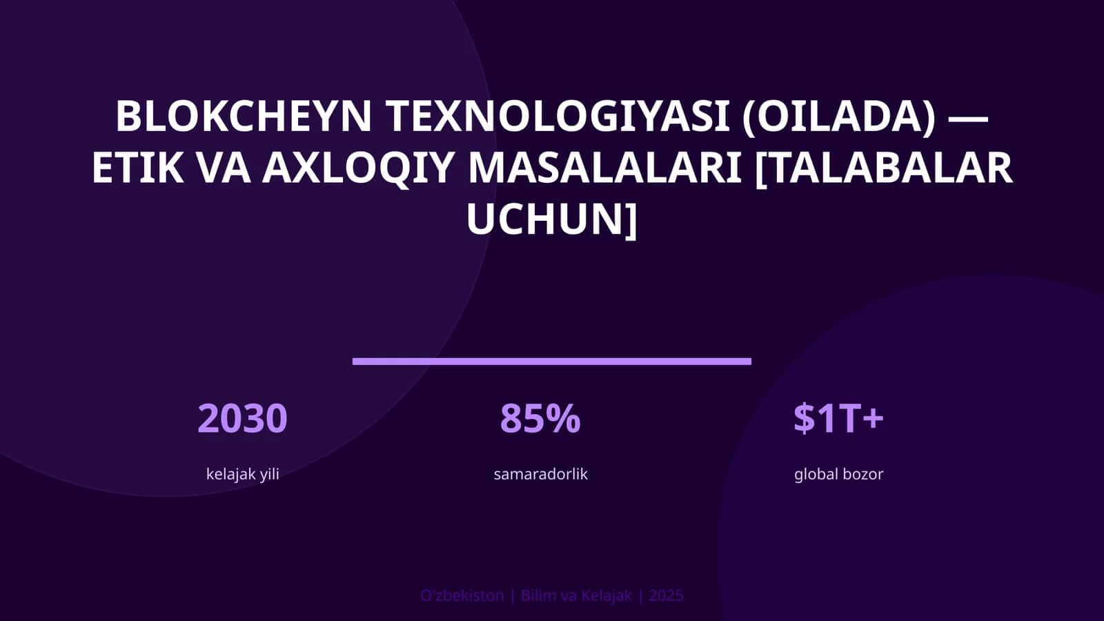 Blokcheyn texnologiyasi (oilada) — etik va axloqiy masalalari [talabalar uchun]