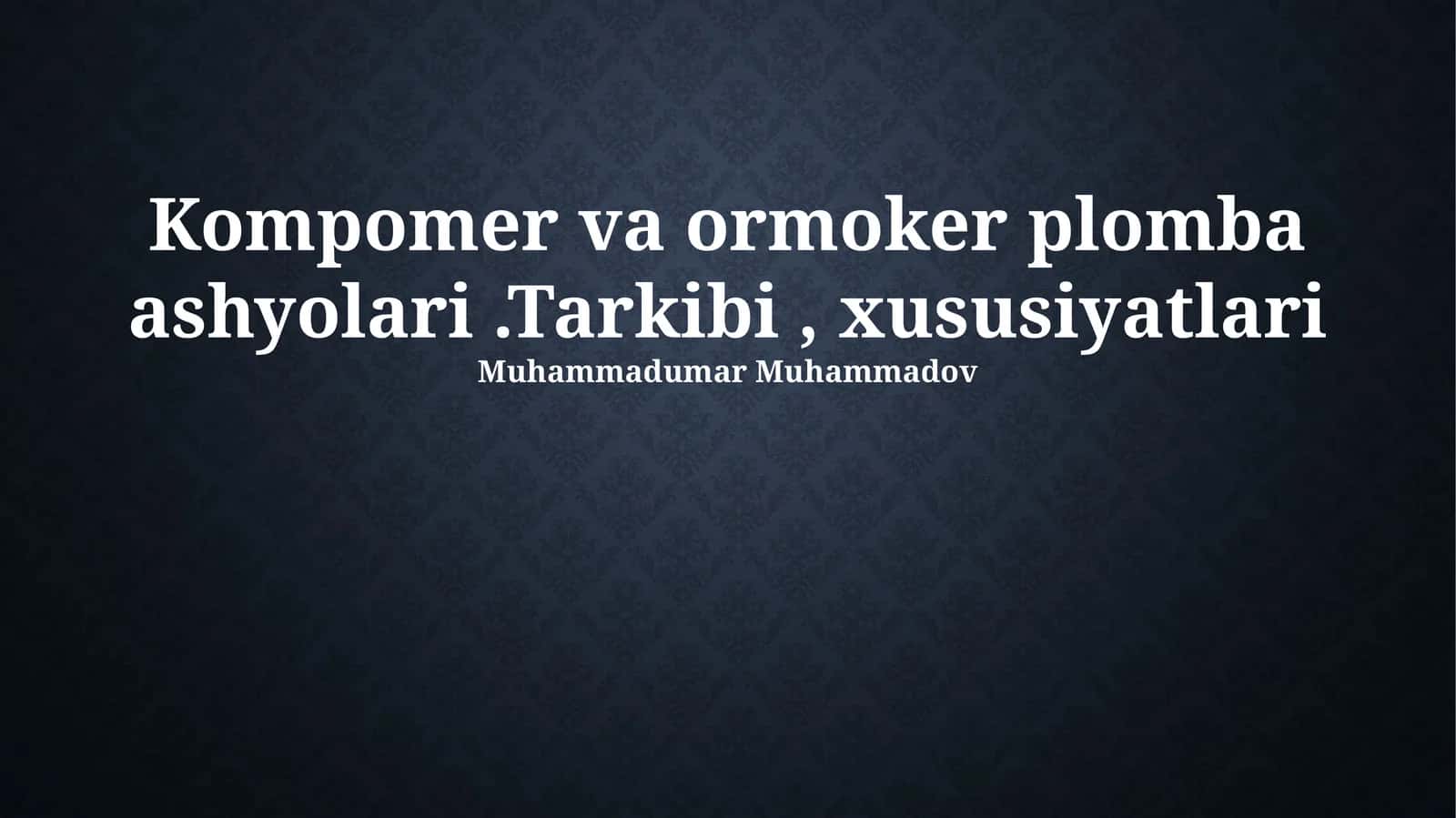 Kompozit va Amalgama Plomba Materiallarining Xossalari
