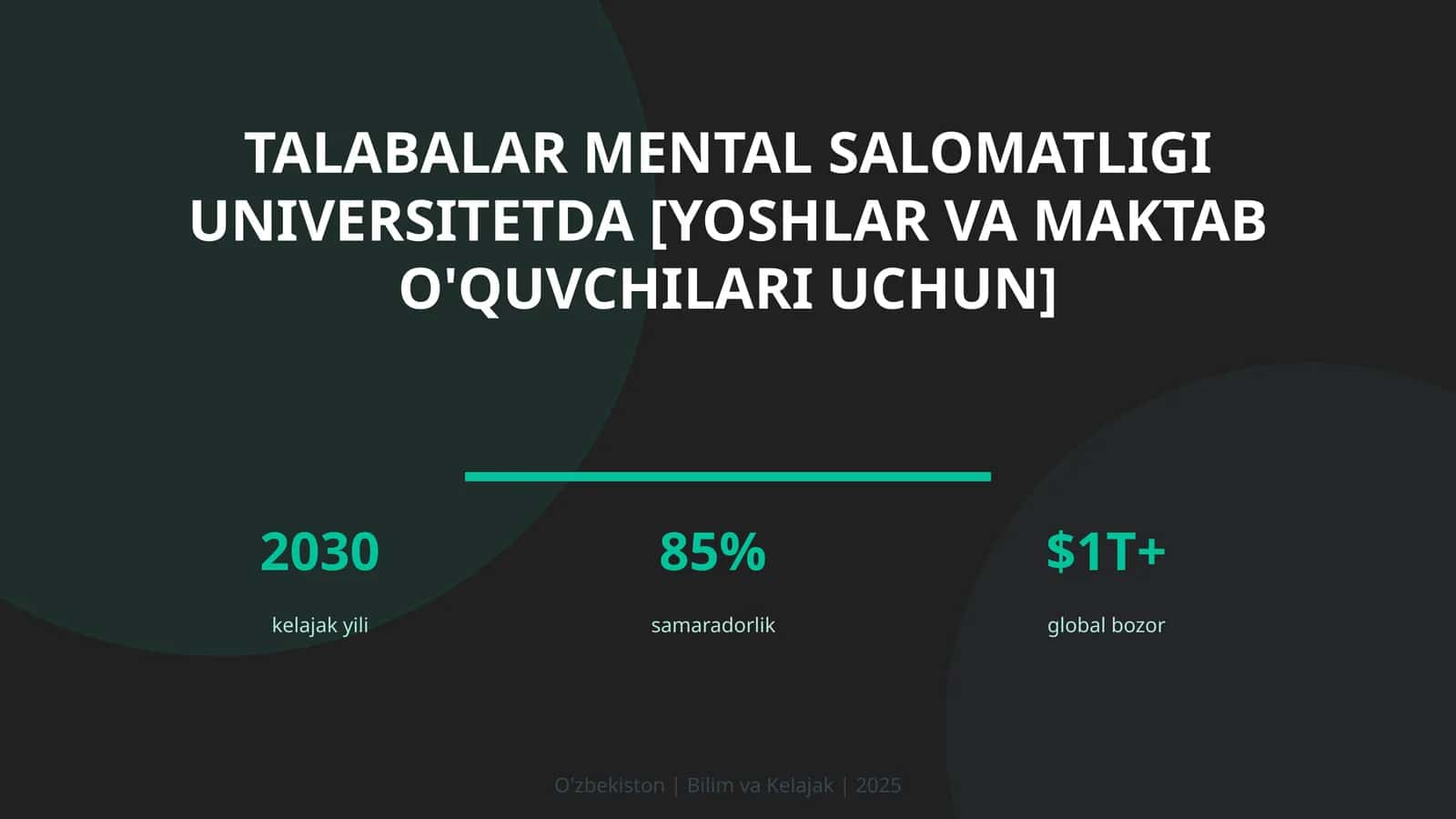 Talabalar mental salomatligi universitetda [yoshlar va maktab o'quvchilari uchun]