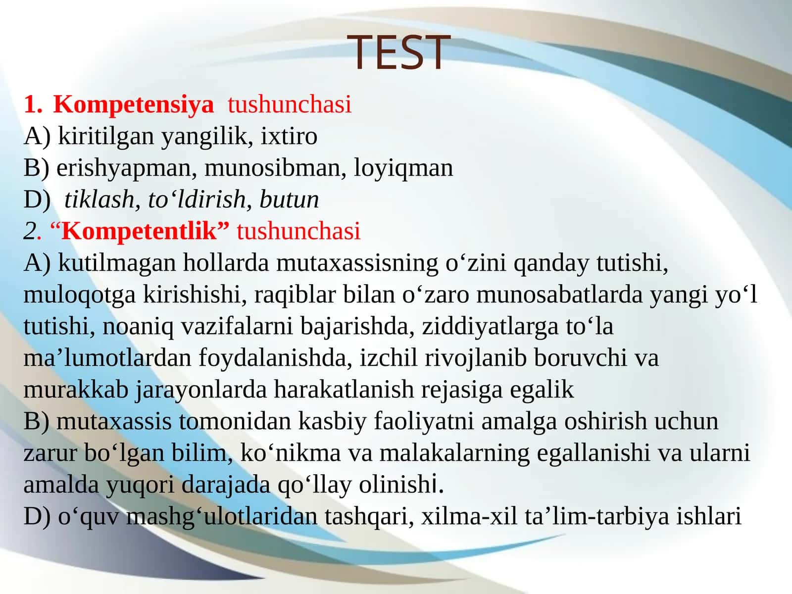 Kompetensiyatushunchasi
