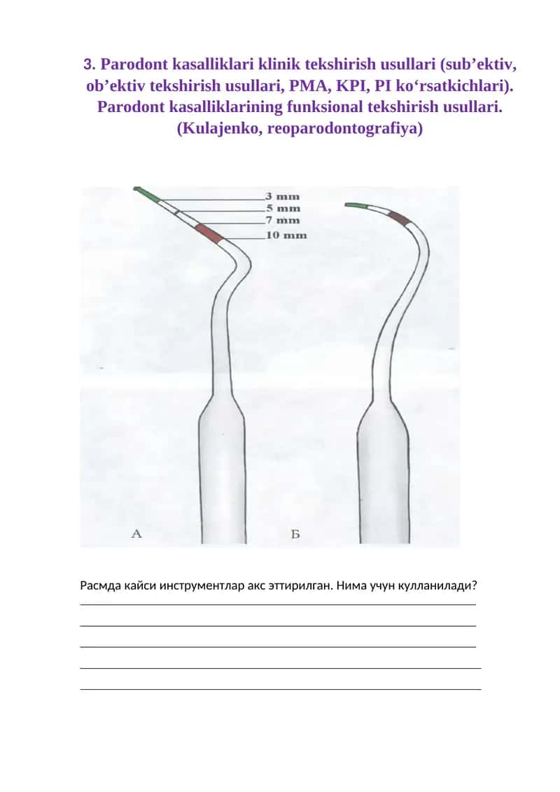 Parodont kasalliklari klinik tekshirish usullari