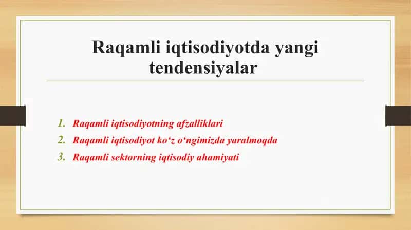 RAQAMLI IQTISODIYOT TENDENSIYALARI