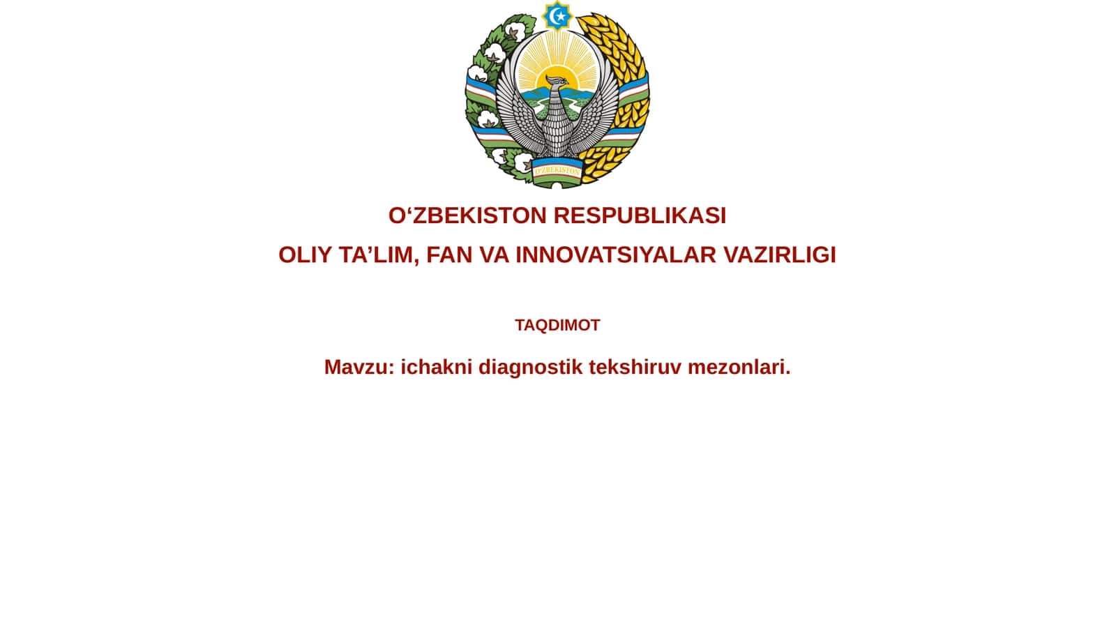 Diagnostika usullari (Laboratoriya va Instrumental tekshiruvlar)