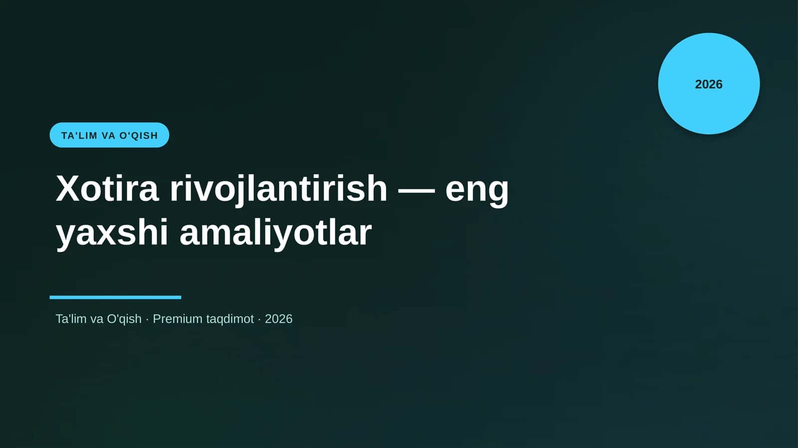Xotira rivojlantirish — eng yaxshi amaliyotlar