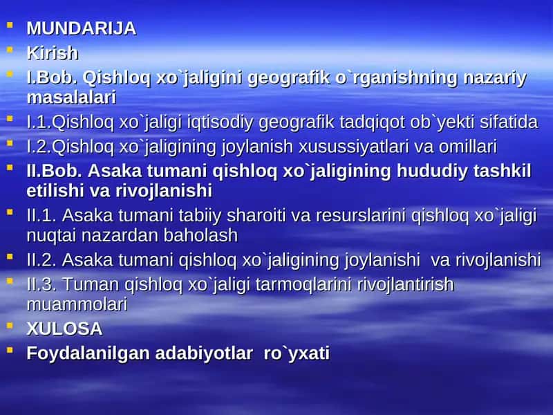 Qishloq xo`jaligini gеografik o`rganishning nazariy masalalari