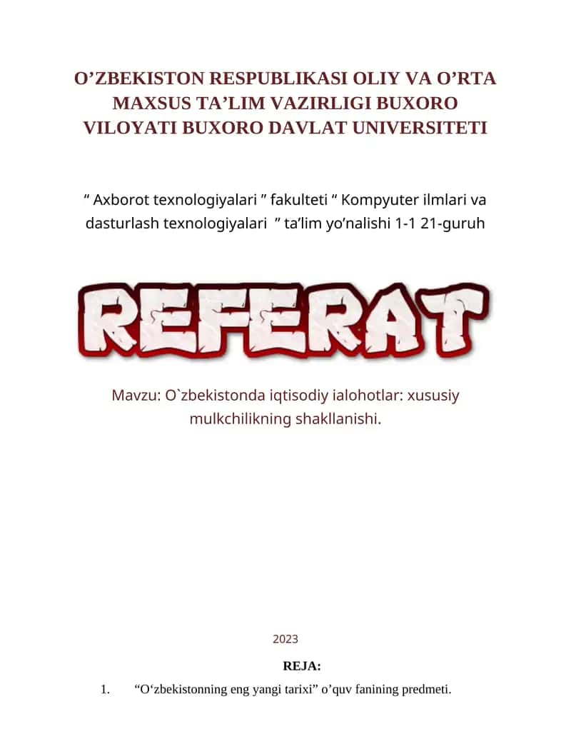 O‘zbekistonning eng yangi tarixi