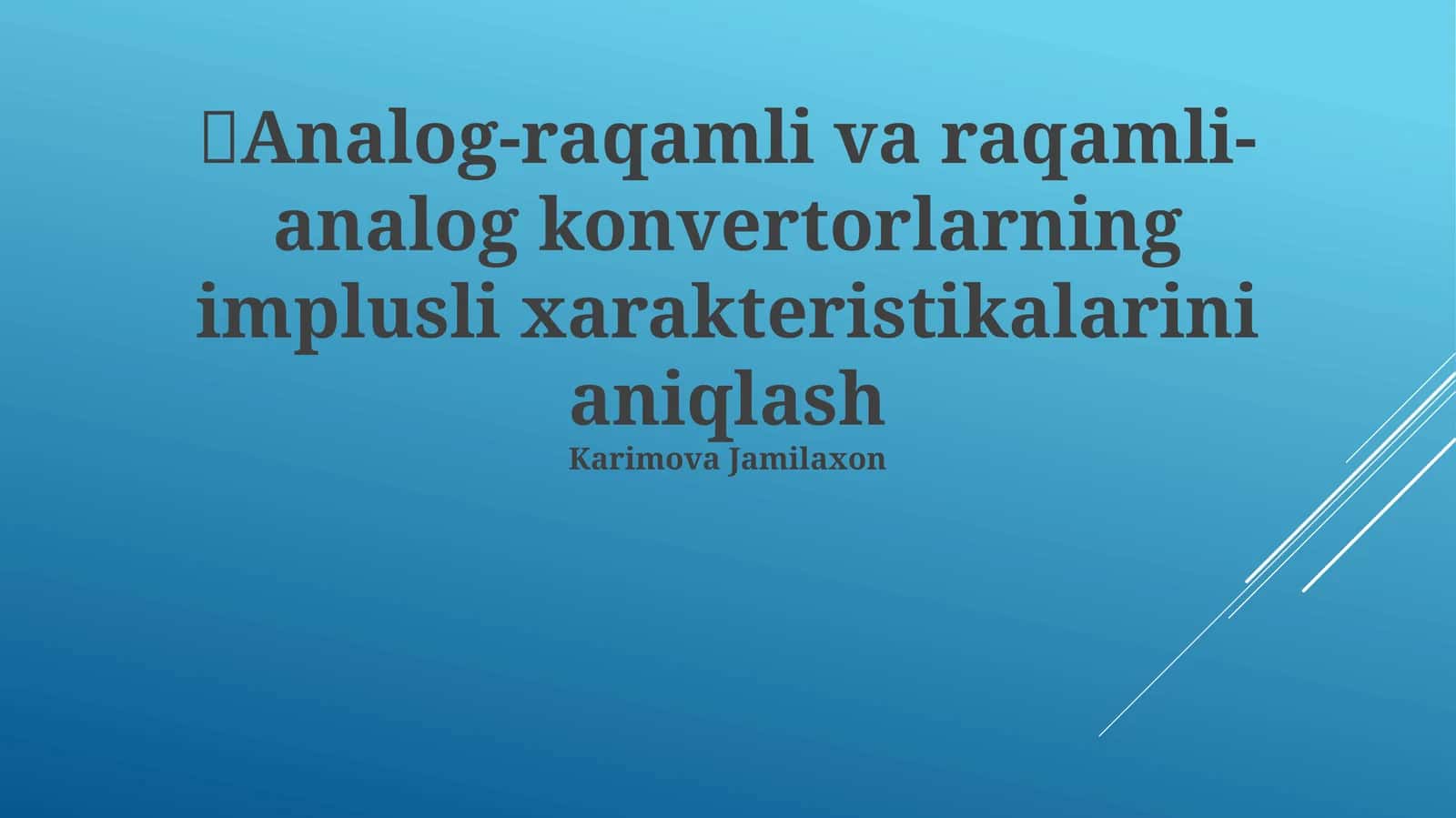 Analog-raqamli va raqamli-analog konvertorlarning impuls xususiyatlari