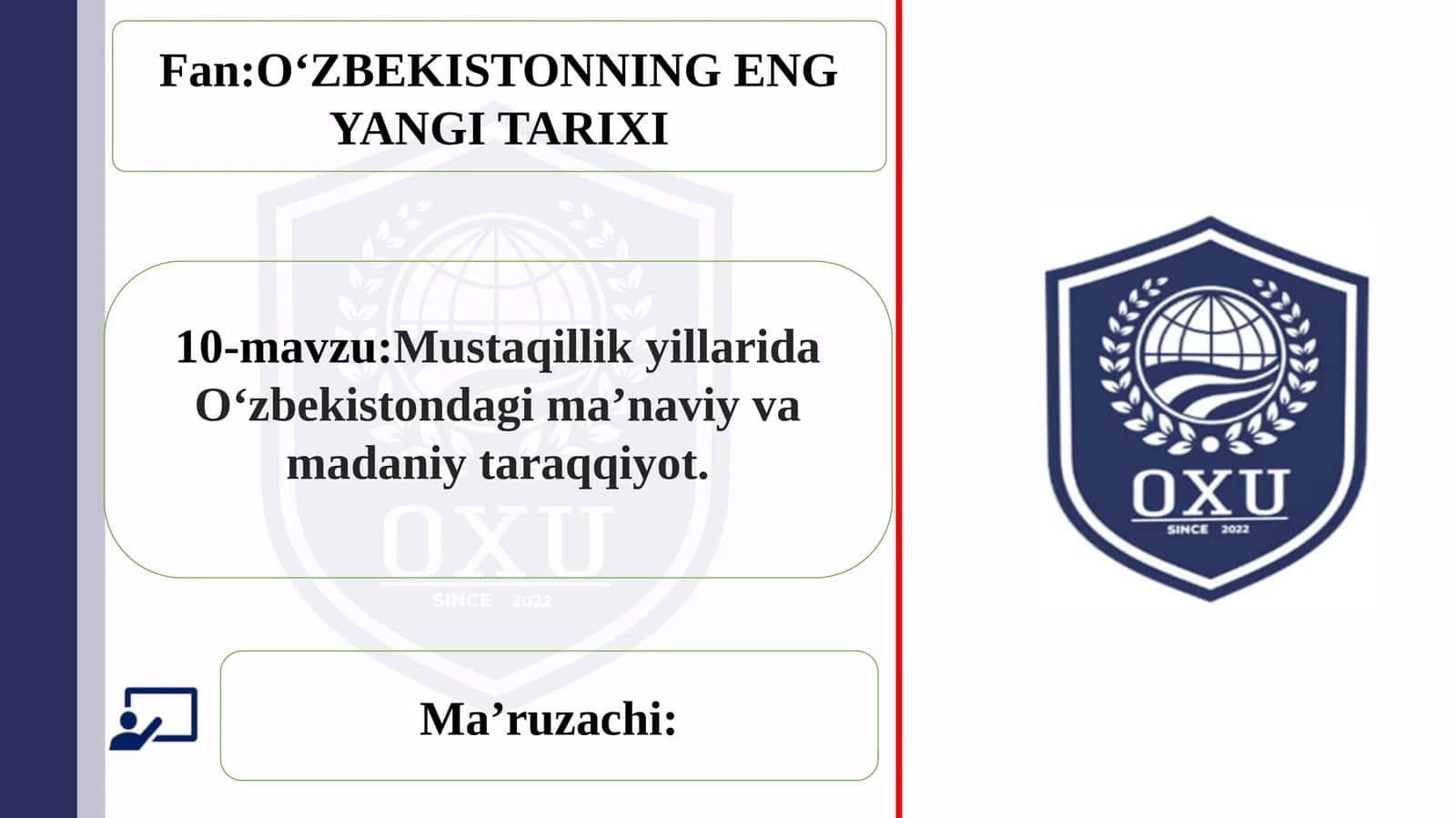 O‘ZBEKISTONNINGENG YANGI TARIXI