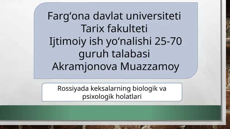 Keksalik davri psixologiyasi