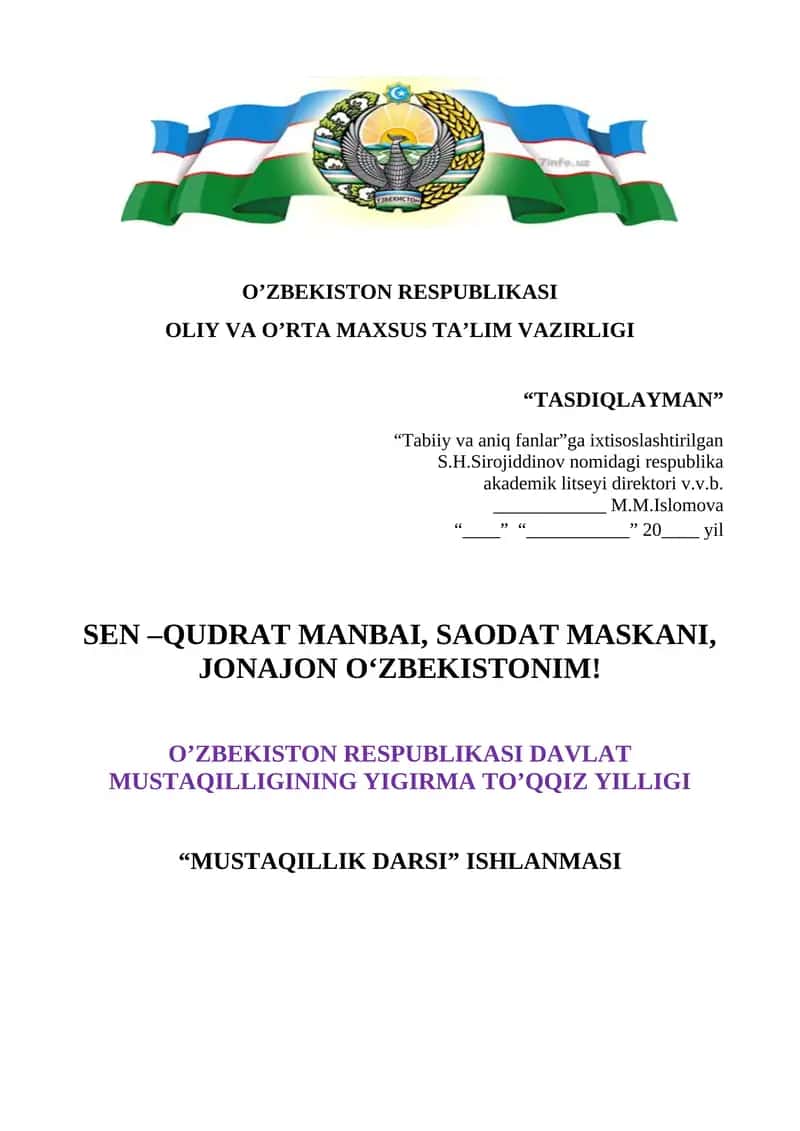 MUSTAQILLIK DARSI