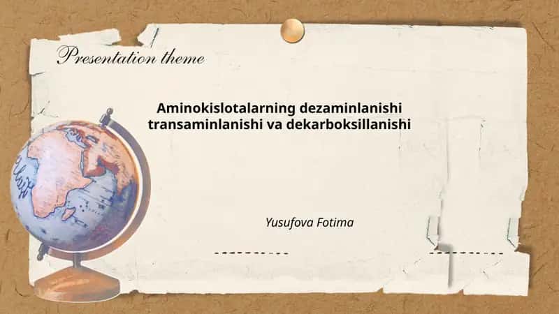 Aminokislotalarning dezaminlanishi transaminlanishi va dekarboksillanishi
