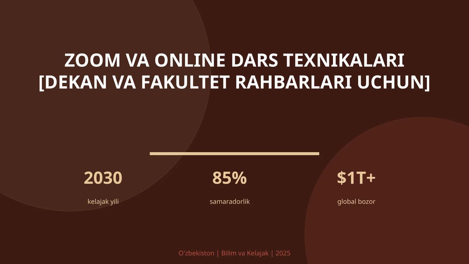 Zoom va online dars texnikalari [dekan va fakultet rahbarlari uchun]