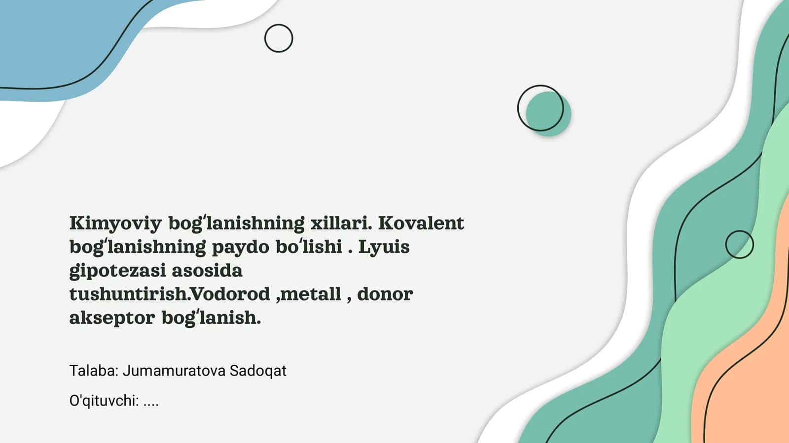 Kimyoviy bogʻlanishning xillari