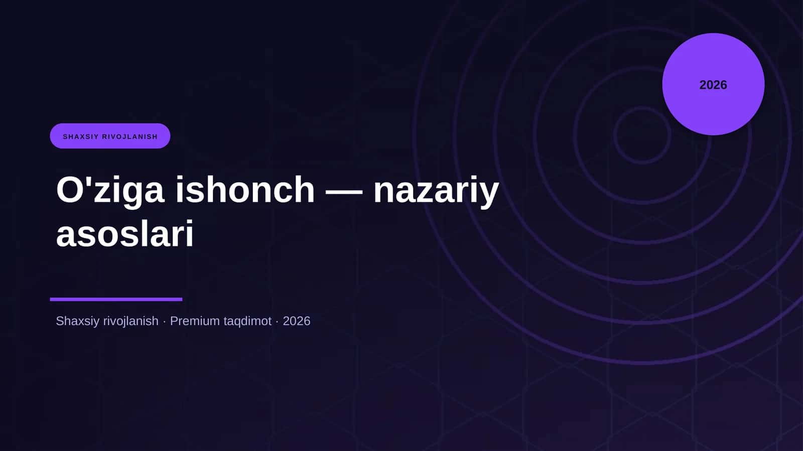 O'ziga ishonch — nazariy asoslari