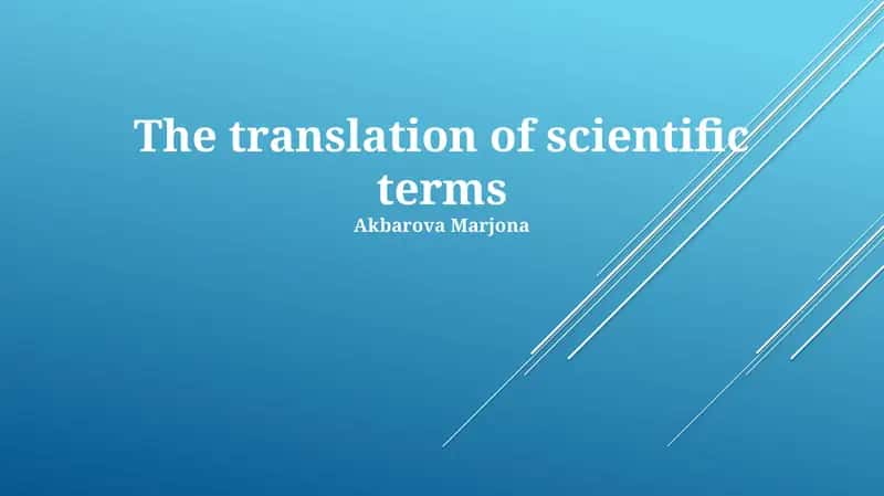 The translation of scientific terms