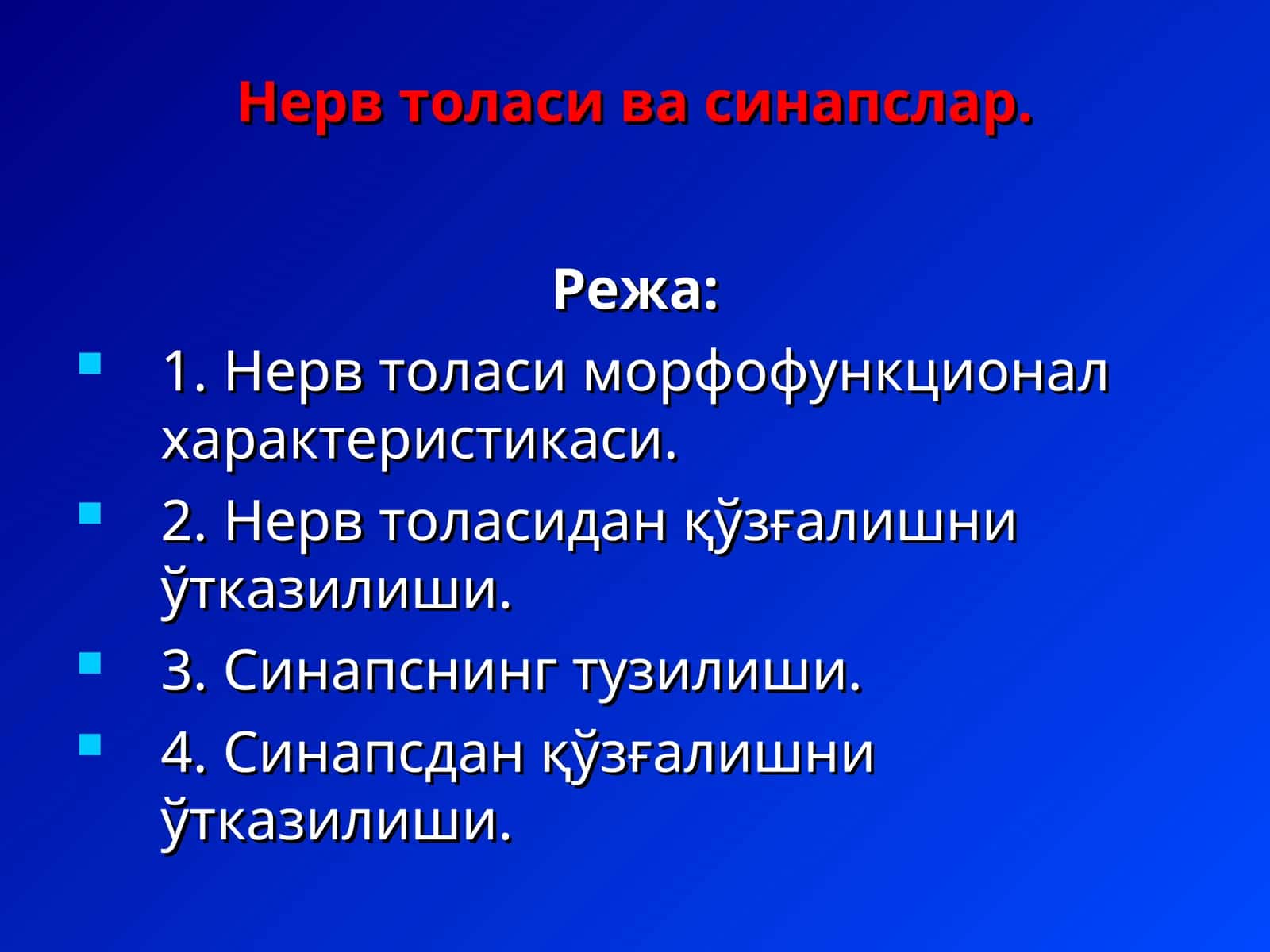 Нерв толаси ва синапслар