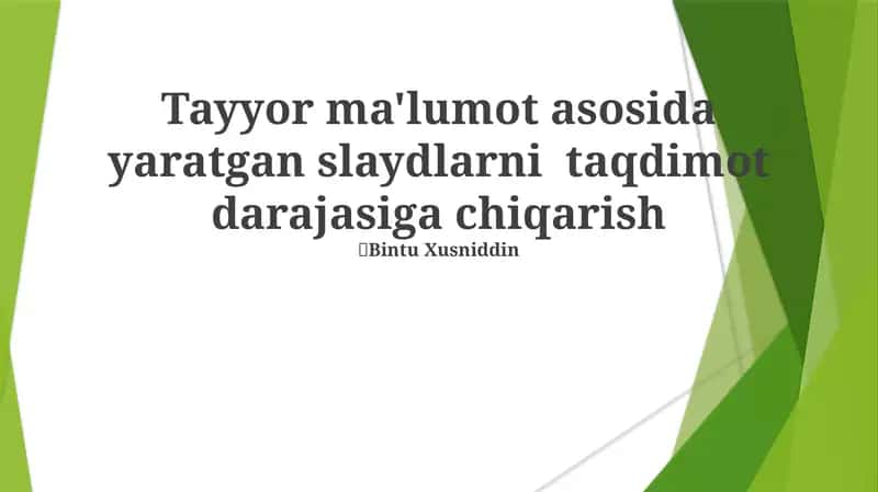 Slaydlarni taqdim etishni o'rganamiz