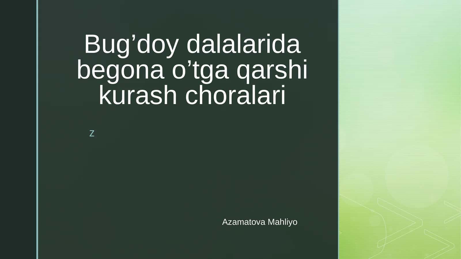 Bug'doy dalalarida begona o'tga qarshi kurashish choralari.pptx