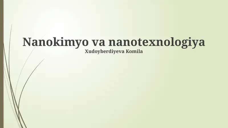 Nanokimyo va nanotexnologiya