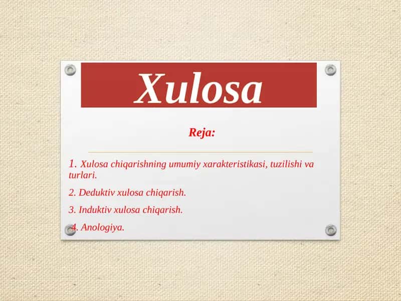 Xulosa haqida umumiy tushuncha 1