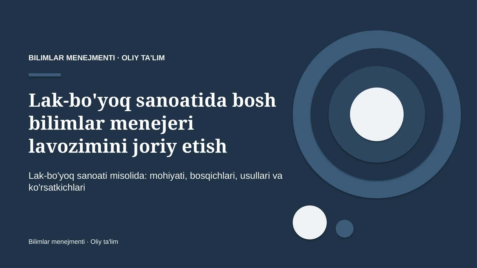 Lak-bo'yoq sanoatida bosh bilimlar menejeri lavozimini joriy etish